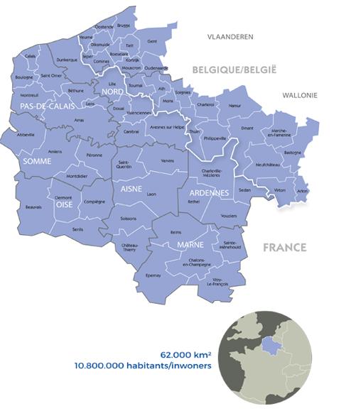 Carte des collectivités membres Interreg France-Wallonie-Vlaanderen